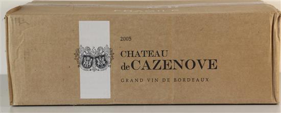 Twelve bottles of Chateau de Cazenove, 2005.